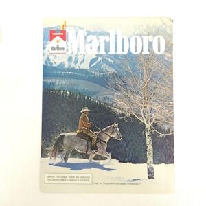 Vintage Marlboro Cowboy Print Ad Western Snow Scene 1978 Mancave Decor Wall Art